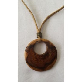 Collier cordon liège naturel, pendentif bois d'olivier