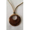 Collier cordon liège naturel, pendentif bois d'olivier