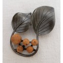 Broche feuilles et perles de liège