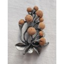 Broche florale métal et liège