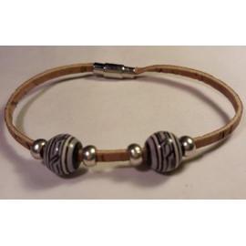 Bracelet simple en liège avec perles céramique 6